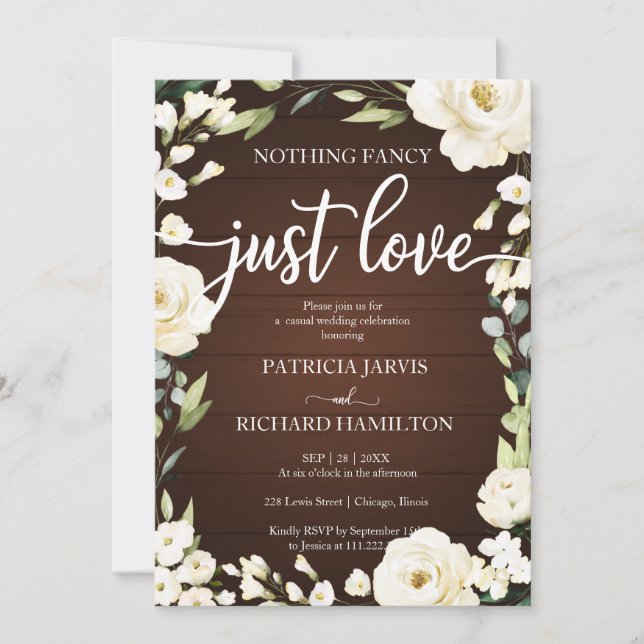 Invitation Rien De Fancy Just Love Mariage Rustique Floral (Devant)