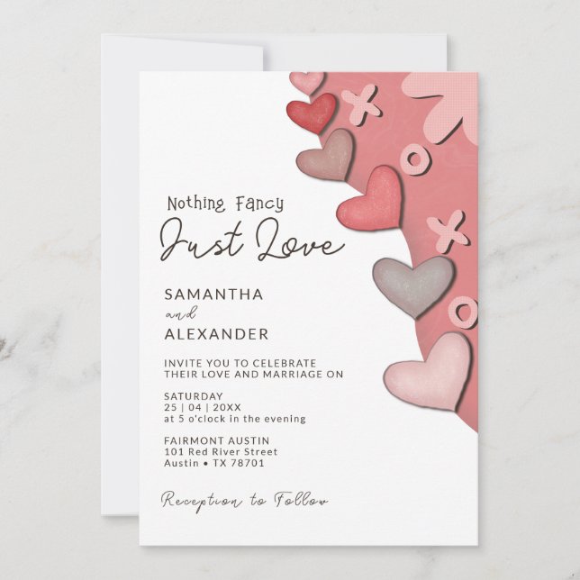 Invitation Rien De Fancy Just Love Modern Retro Vibes Mariage (Devant)