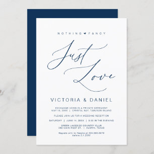 Invitation Rien De Fancy Just Love, Navy Blue, Wed Elopement