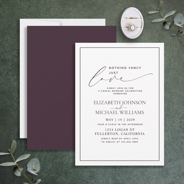 Invitation Rien De Fancy Just Love Plum Purple Mariage Décont (Créateur téléchargé)