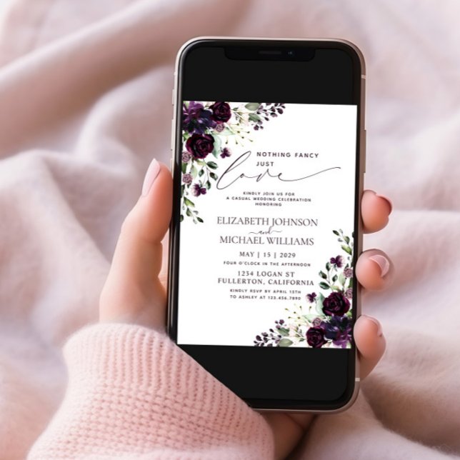 Invitation Rien De Fancy Just Love Plum Purple Photo Décontra (Créateur téléchargé)