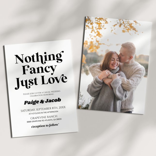 Invitation Rien De Fancy Just Love Retro Mariage Décontracté (Créateur téléchargé)