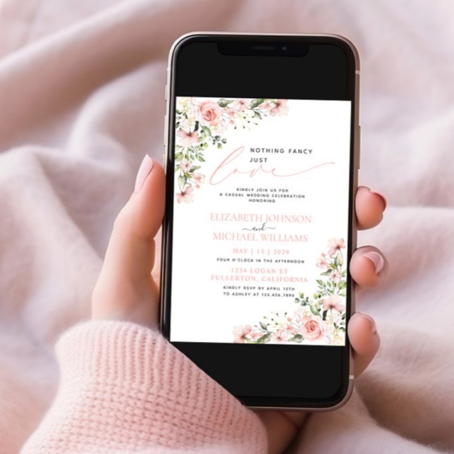 Invitation Rien De Fancy Just Love Rose Floral Mariage (Créateur téléchargé)