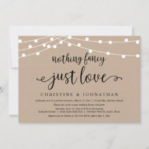 Invitation Rien De Fancy Just Love, Rustic Mariage Elopement
