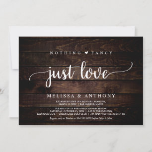 Invitation Rien De Fancy Just Love, Rustic Mariage Elopement