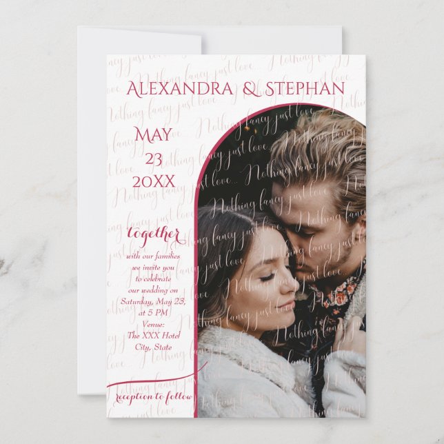Invitation Rien De Fancy Just Love Script Pink Magenta Photo (Devant)