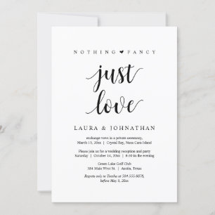 Invitation Rien De Fancy Juste Amour, Noir, Fête Elopement Da