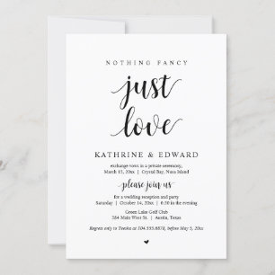 Invitation Rien De Fancy Juste Amour, Noir, Fête Elopement Da