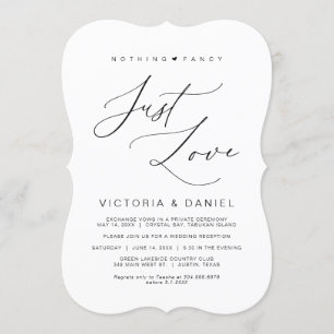 Invitation Rien De Fancy Juste Amour, Noir, Mariage Elopement