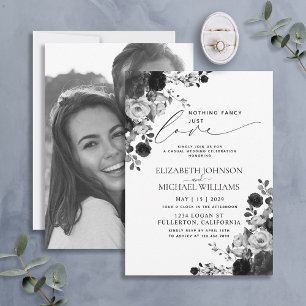 Invitation Rien de fantaisie Just Love Black Photo Mariage