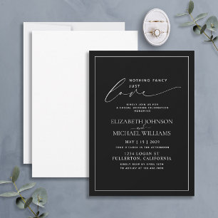 Invitation Rien de fantaisie Just Love Black White Mariage Dé