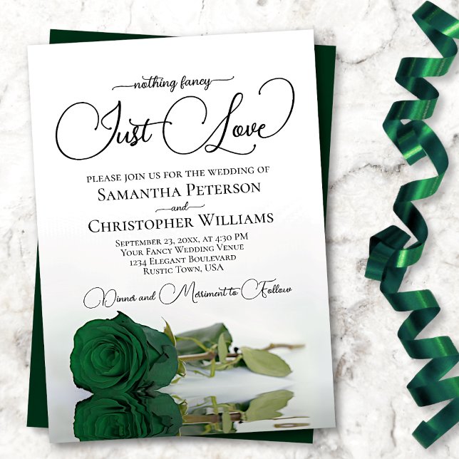 Invitation Rien de fantaisie Just Love Emerald Green Mariage  (Créateur téléchargé)