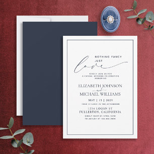 Invitation Rien de fantaisie Just Love Marine Blue Mariage Dé