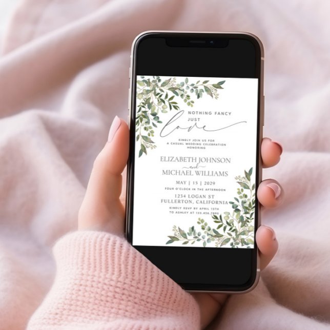 Invitation Rien de fantaisie Juste aimer Eucalyptus Mariage D (Créateur téléchargé)