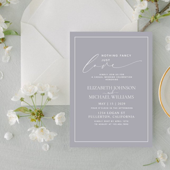Invitation Rien de fantaisie Juste aimer Grey Mariage Décontr (Créateur téléchargé)