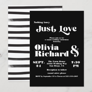 Invitation Rien de fantaisie Juste aimer Mariage de typograph