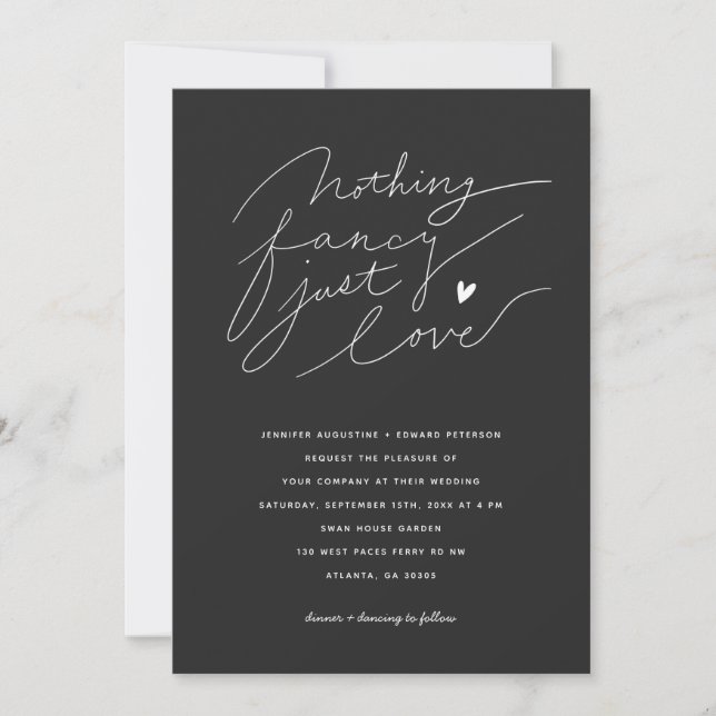 Invitation Rien de fantaisie Juste aimer Mariage de typograph (Devant)
