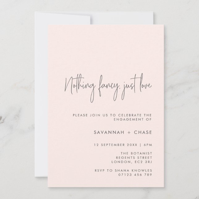 Invitation Rien de fantaisie Juste Amour Blush Engagement Par (Devant)