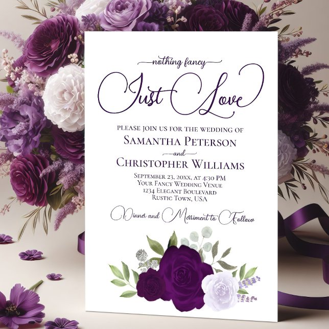 Invitation Rien De fantaisie Juste Amour Boho pourpre Mariage (Créateur téléchargé)