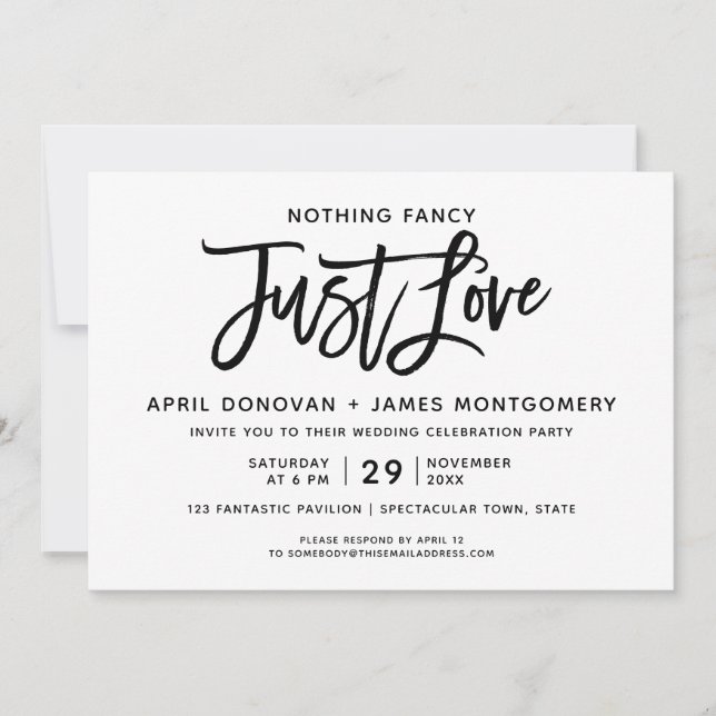 Invitation Rien de fantaisie Juste Amour Brush Typographie (Devant)
