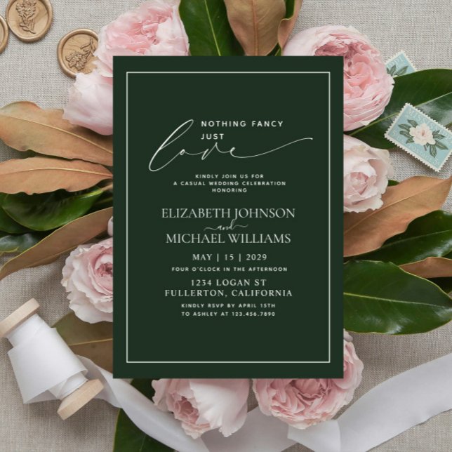 Invitation Rien de fantaisie juste amour émeraude mariage déc (Créateur téléchargé)