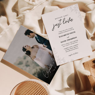 Invitation Rien de fantaisie Juste Amour Feuille photo Mariag