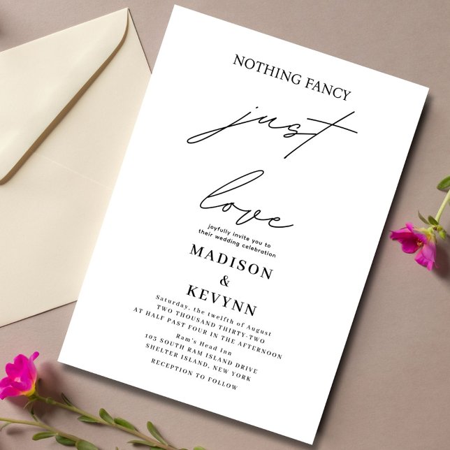 Invitation Rien de fantaisie Juste Amour Mariage (Créateur téléchargé)