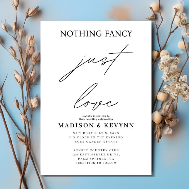 Invitation Rien de fantaisie Juste Amour Mariage (Créateur téléchargé)