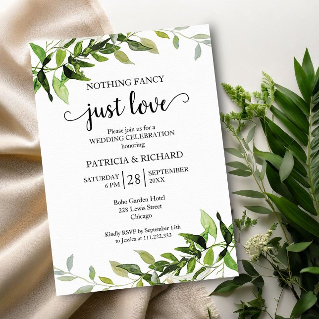 Invitation Rien de fantaisie Juste Amour Mariage (Créateur téléchargé)