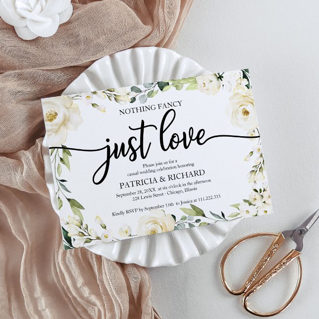 Invitation Rien de fantaisie Juste Amour Mariage Crème blanch (Créateur téléchargé)