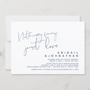 Invitation Rien De fantaisie, Juste Amour, Mariage Elopement 