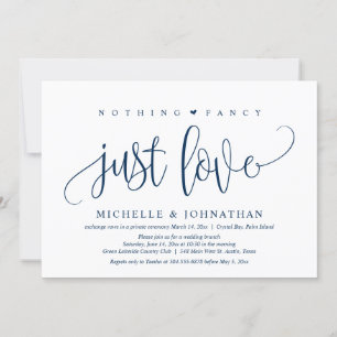 Invitation Rien De fantaisie, Juste Amour, Mariage Elopement