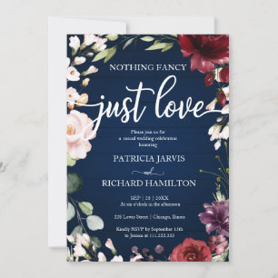 Invitation Rien de fantaisie Juste Amour Mariage Marine Bleu 