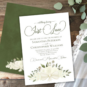 Invitation Rien de fantaisie Juste Amour Roses Blanches Boho 