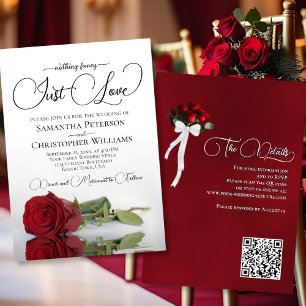 Invitation Rien de fantaisie Juste Amour Rouge Rose QR Code M