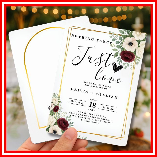Invitation Rien de fantaisie Juste Amour Vert Mariage géométr (Créateur téléchargé)