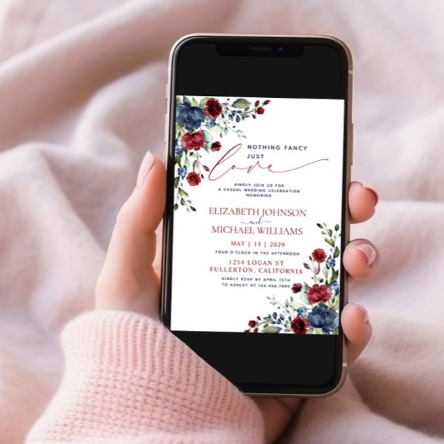 Invitation Rien de fantaisie Juste de l'amour Marine Bleu Bou (Créateur téléchargé)