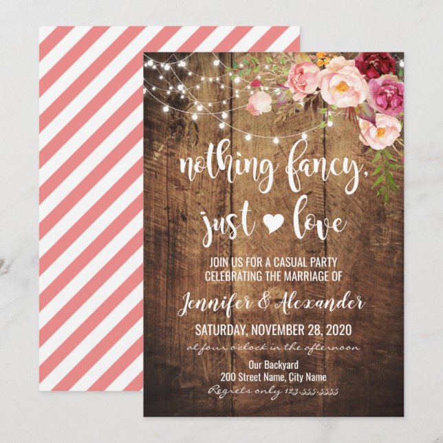 Invitation Rien de fantaisie, juste de l'amour rustique (Devant / Derrière)