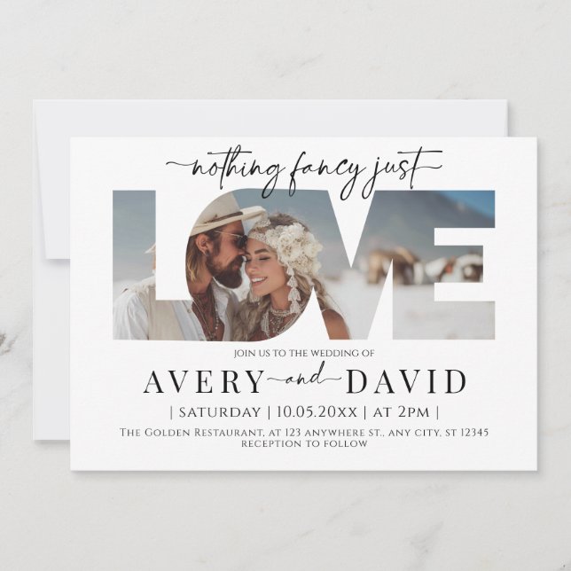 Invitation Rien de fantaisie Juste l'amour Minimal Mariage In (Devant)