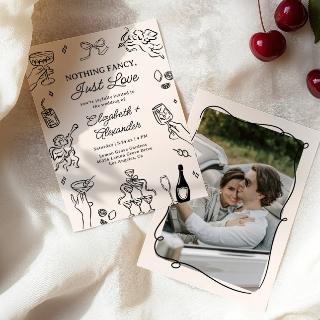 Invitation Rien de fantaisie Juste l'amour Quirky & Mariage W (Créateur téléchargé)