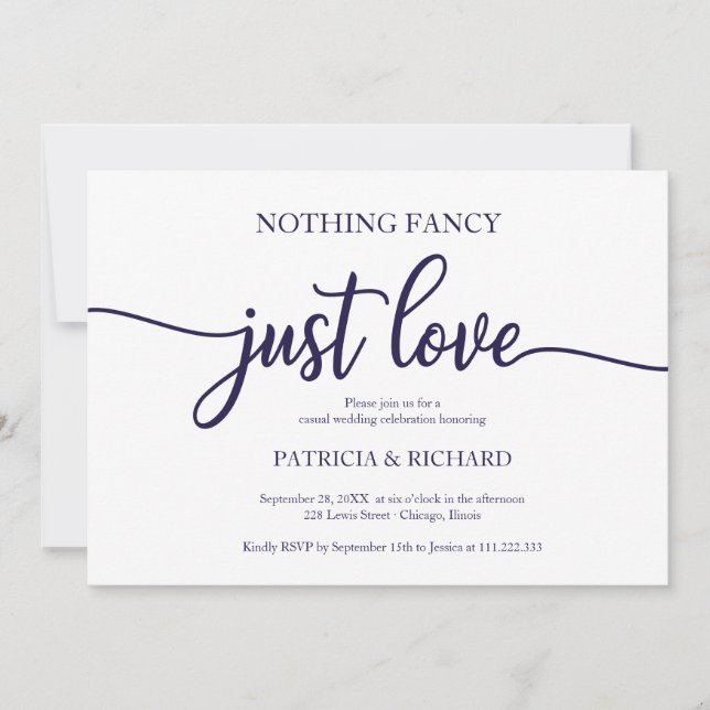 Invitation Rien de fantaisie, juste un amour Mariage décontra (Devant)