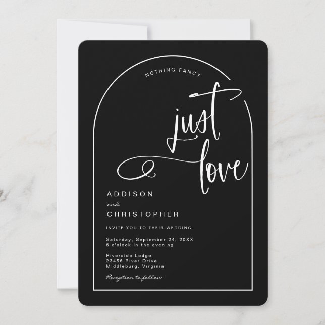 Invitation Rien de Fantaisie, Juste un Mariage d'Amour (Devant)
