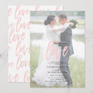 Invitation Rien de fantaisie Rose Casual Velin Photo Mariage