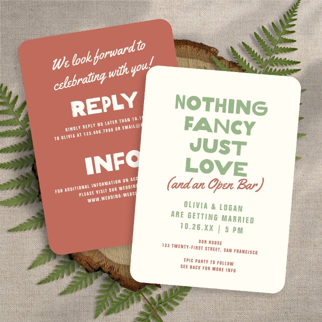 Invitation Rien de Fantaisiste Gras Moderne Mariage Tons Terr (Créateur téléchargé)