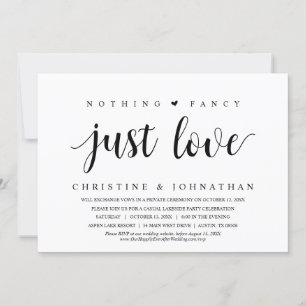 Invitation Rien De fantaisiste, Juste Amour, Mariage Elopemen