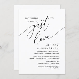 Invitation Rien De fantaisiste, Juste Amour, Mariage Elopemen