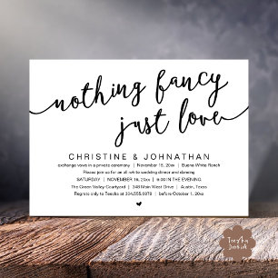 Invitation Rien De fantaisiste, Juste Amour, Mariage Elopemen
