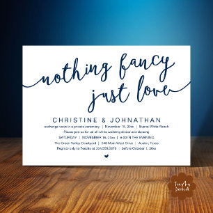 Invitation Rien De fantaisiste, Juste Amour, Mariage Elopemen