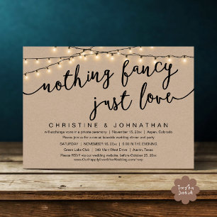 Invitation Rien De fantaisiste, Juste Amour, Mariage Elopemen
