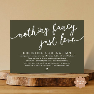 Invitation Rien De fantaisiste, Juste Amour, Mariage Elopemen